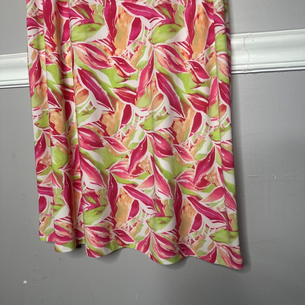 PAPPAGALLO Erika Bright Floral Midi Dress Sz Large Resort Wear Beach Happy - Picture 3 of 7